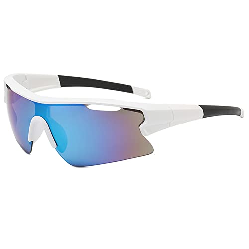 BigCheer Schnelle brille, Sonnenbrille herren, Schnelle brille rave, Schutzbrille, Polarisiert sonnenbrille für Herren Damen, UV400 Schutz (Weiß Blau) von BigCheer