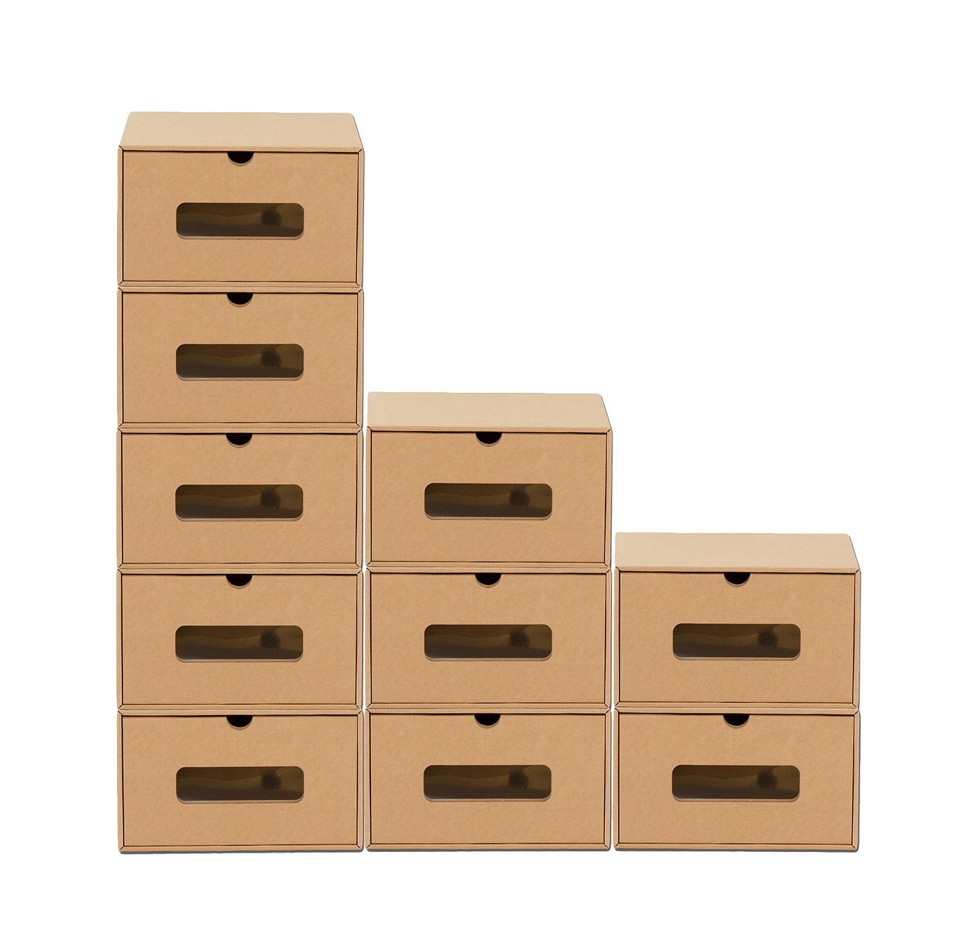 BigDean Schuhbox 10 Boxen stapelbar mit Sichtfenster & Schublade Schuhe Spielzeug etc. (10 St) von BigDean