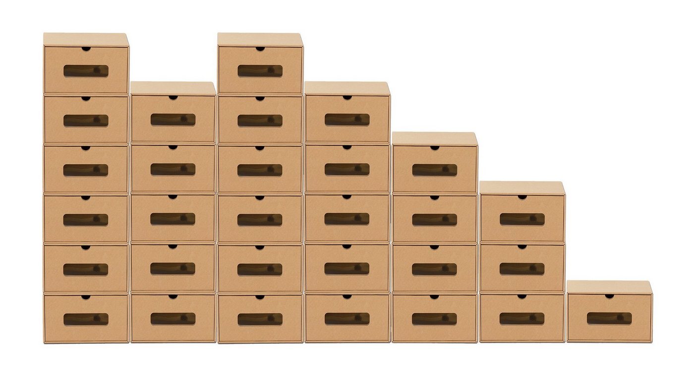 BigDean Schuhbox 30 Boxen stapelbar mit Sichtfenster & Schublade Schuhe Spielzeug etc. (30 St) von BigDean