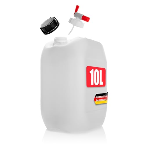 BigDean Wasserkanister 10L mit Auslaufhahn + Schraubdeckel naturweiß - BPA frei lebensmittelecht stapelbar UN-Zulassung DIN 61 - tragbarer Wasserbehälter für Indoor & Outdoor - Made in Germany BigDean Wasserkanister 10L mit Auslaufhahn + Schraubdeckel naturweiß - BPA frei lebensmittelecht stapelbar UN-Zulassung DIN 61 - tragbarer Wasserbehälter für Indoor & Outdoor - Made in Germany von BigDean