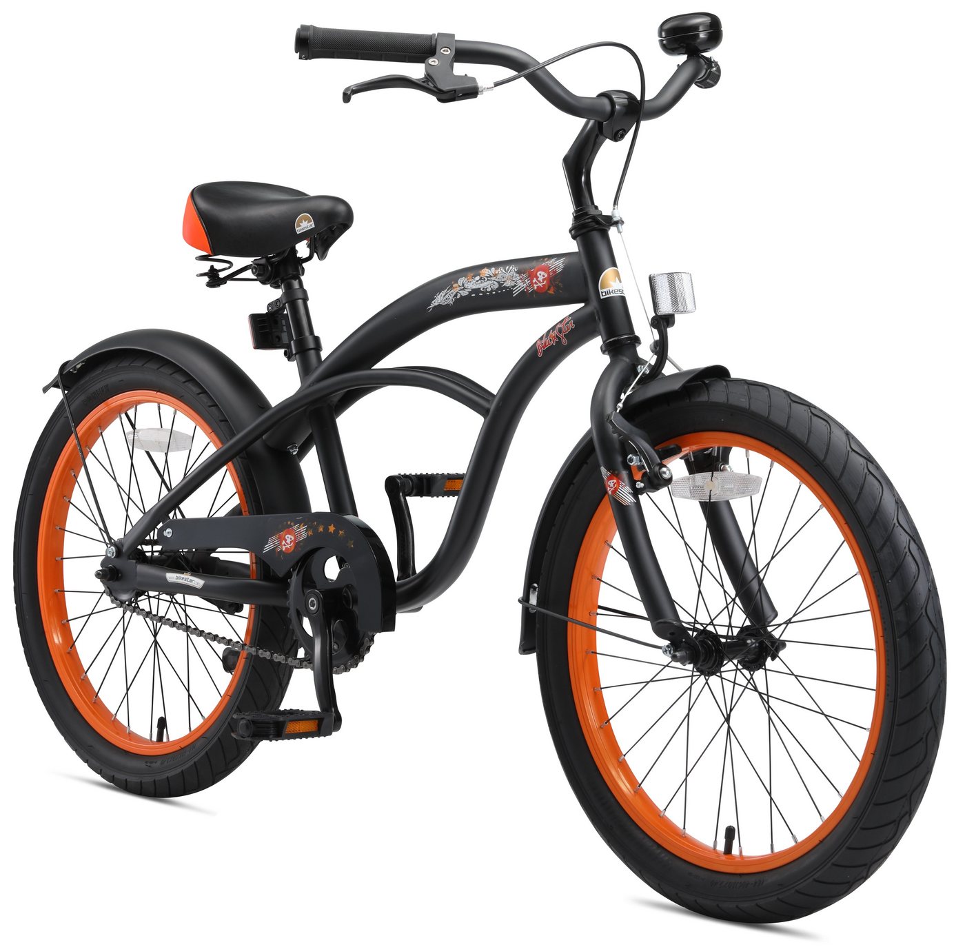 Bikestar Kinderfahrrad Cruiser, 20 Zoll, ab 130 cm, 6 - 9 Jahre, Jungen, Mädchen, 1 Gang, Handbremse, Rücktrittbremse, Kettenschutz, Höhenverstellbar von Bikestar