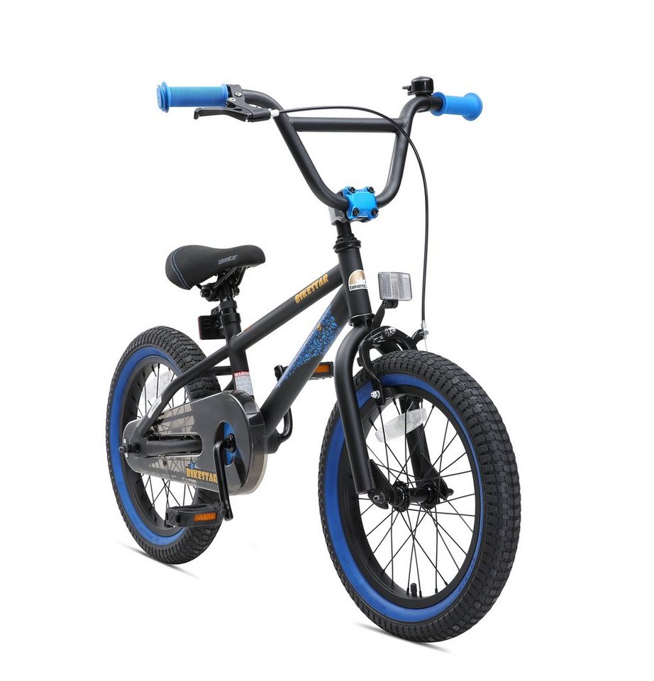 Bikestar Kinderfahrrad BMX, 16 Zoll, ab 107 cm, 4 - 6 Jahre, Jungen, Mädchen, 1 Gang, Handbremse, Rücktrittbremse, Kettenschutz, Höhenverstellbar von Bikestar