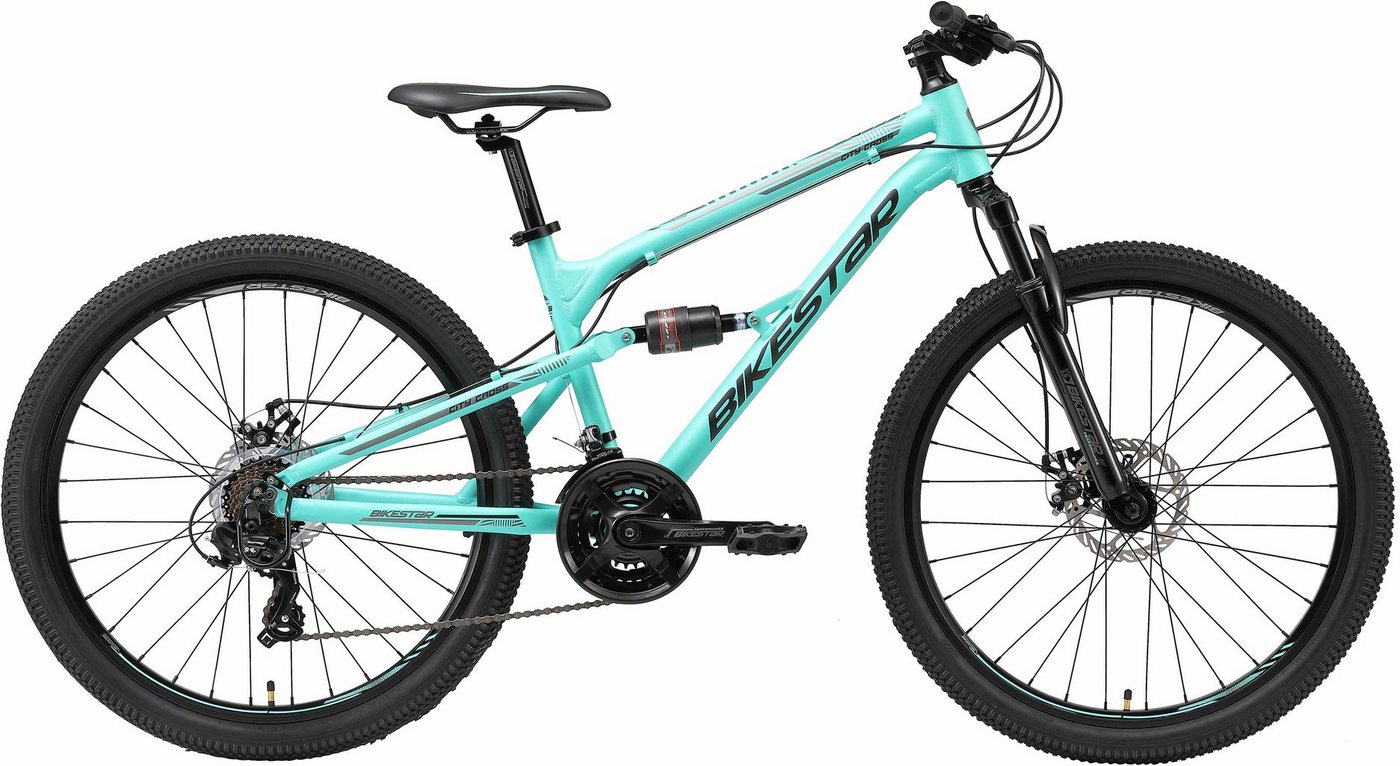 Bikestar Mountainbike, 21 Gang Shimano RD-TY300 Schaltwerk, Kettenschaltung, für Damen und Herren, Kettenschaltung von Bikestar