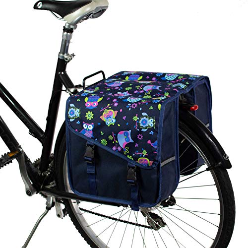 BikyBag Classic CS - Doppel Fahrradtasche Gepäckträgertasche (Eulen) von BikyBag