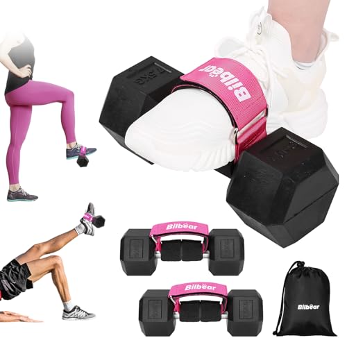 2Stk Tibialis Trainer für Beinkrafttraining,Verstellbarer Hantel Fußaufsatz für Hüftbeugerheben,Hantel Gewicht Knöchelriemen für Beinheben-Übungen (Rosa) von Bilbear