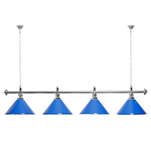 Billiard-Royal Billardlampe mit 4 Schirmen Blau silberfarbene Halterung als Hängelampe für Billardtische Billiard-Royal Billardlampe mit 4 Schirmen Blau silberfarbene Halterung als Hängelampe für Billardtische von Billiard-Royal