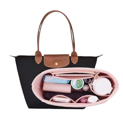 Handtaschen-Organizer Tascheneinsatz-Organizer, Geldbörsenzubehör Filz-Organizer mit Schlüsselanhänger wasserdicht multifunktionaler Tragetasche Fächern für Frau Damen (Rosa,S) von Bimhayuu