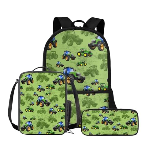 Binienty 3-teiliges Schultaschen-Set, Rucksack mit Lunchtasche und Federmäppchen für Kinder, Kleinkinder, Mädchen, Jungen, Delfinflora, Einheitsgröße, Kinderrucksack von Binienty