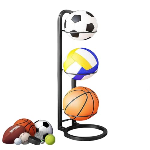 Basketball-Organizerregal | Ballaufbewahrungsregal | Football-Ausstellungsständer | Vertikales Ballregal | Vertikaler Sportgeräte-Organizer Für Volleyball, Basketball, Fußball von Biniveil