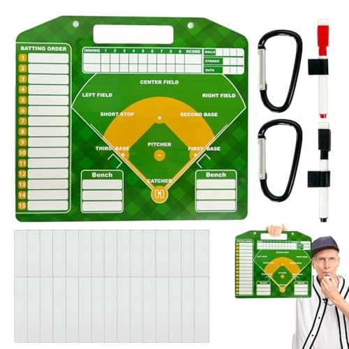 Biniveil Baseball-Aufstellungstafel für Dugout, Baseball-Trainingszubehör - Magnetische Baseball-Aufstellungstafel - Stabiles Baseball-Klemmbrett, Wiederverwendbare Baseball-Aufstellungskarten für von Biniveil