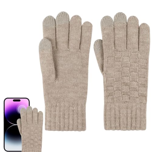 Biniveil Winter-Strickhandschuhe, elastisches Fäustling für kaltes Wetter, Outdoor, atmungsaktive Schnee-Fäustlinge für Damen, Mädchen, Skifahren, Snowboarden, Laufen von Biniveil