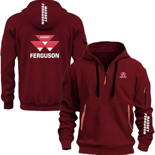 BinwoLoBLM Herren Hoodie M.A.SS.EY FE.RG.US.on Kapuzenjacke Mit Reißverschluss, Klassischer Pullover Mit Kapuze, Basic-Sportjacke, Schmale Passform, Langarm-Sweatshirt,2XL, Red von BinwoLoBLM