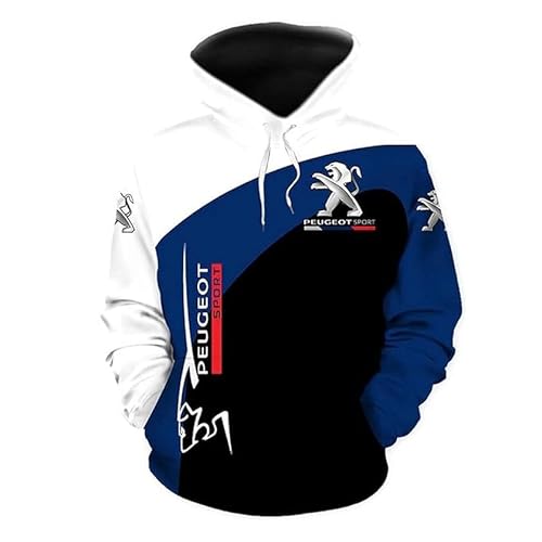 BinwoLoBLM Kapuzenpullover Jacke Herren Damen Für P-Eugeot Logo 3D Drucken Hoodies Lässiges Sweatshirt Kapuzenpulli Langarm Pullover Mit Taschen,XL,Blue von BinwoLoBLM