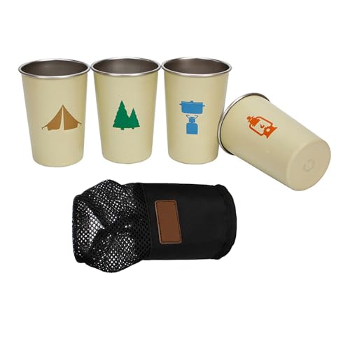 4 Stücke Stapelbare Camping Wasser Tasse 350 Tees Kaffee Milch Bier Becher Edelstahl Trinkbecher Outdoor Reise Tassen von Biookhm