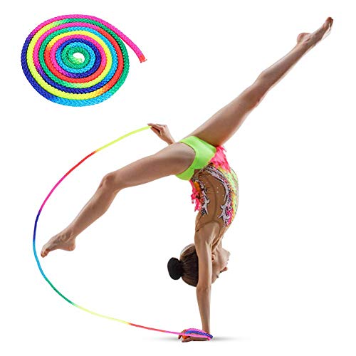 Springseil Rainbow Color Rhythmische Gymnastik Buntes Seil für Den Offiziellen Rhythmic Gymnastics Rope Competition Gymnastikseil Exercise & Fitness Aerobic Kunstseil Sporttraining Springseil von Birsppy