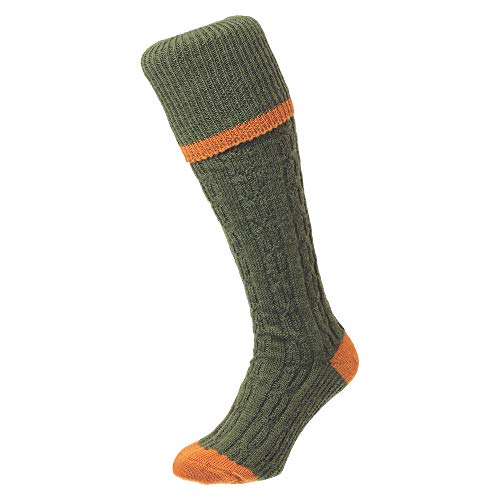 Bisley Kabel Streifen Schießen Breek Socken in 4 Farben - Olive, 40-45 von Bisley