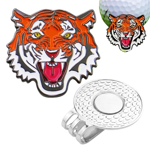 Golfball-Marker-Hutclip, magnetischer Golfball-Marker | Einzigartiger Ballhalter-Clip im Tiger-Design | Magnetische Golfball-Markierungshalter, Golfball-Halter-Clip, starker magnetischer Griff für Met von Bitong