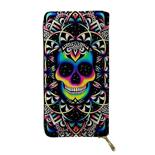 Biyejit Lange Damen-Geldbörse aus Leder, Reisegeldbörse, Kreditkartenhalter, Handy-Clutch, großes Fassungsvermögen, mit Reißverschluss, Trippy Skull, Einheitsgröße, Casual Biyejit Lange Damen-Geldbörse aus Leder, Reisegeldbörse, Kreditkartenhalter, Handy-Clutch, großes Fassungsvermögen, mit Reißverschluss, Trippy Skull, Einheitsgröße, Casual von Biyejit
