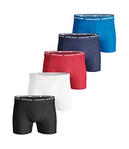 Björn Borg 9999-1026-90011 Cotton Stretch Boxer 5p Boxer Herren Black, White, Blue, Red, Navy Blue XXL von Björn Borg