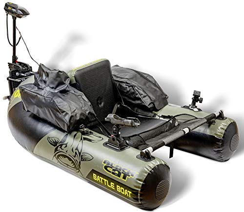 Black Cat Battle Boat Set - Bellyboot + Elektromotor zum aktiven Welsangeln, Angelboot zum Wallerangeln, Wallerboot mit E-Motor zum Aktivangeln von Black Cat