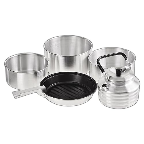 BLACK CREVICE Camping-Kochset I Camping-Kochgeschirr aus Aluminium I Outdoor-Kochgeschirr-Set I 3 Camping-Töpfe & 1 beschichtete Bratpfanne I Camping-Koch-Set inkl. Wasserkessel & Griff BLACK CREVICE Camping-Kochset I Camping-Kochgeschirr aus Aluminium I Outdoor-Kochgeschirr-Set I 3 Camping-Töpfe & 1 beschichtete Bratpfanne I Camping-Koch-Set inkl. Wasserkessel & Griff von Black Crevice