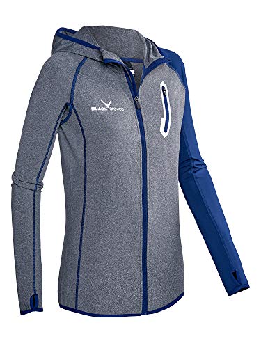 Black Crevice Damen Microfleece Second Layer mit Kapuze, grey/steel blue, 46 von Black Crevice