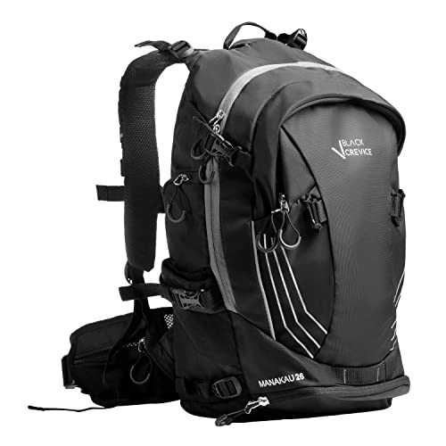 Black Crevice Fahrrad und Skitouren Rucksack mit Helmhalterung, MANAKAU 26 Liter, schwarz von Black Crevice