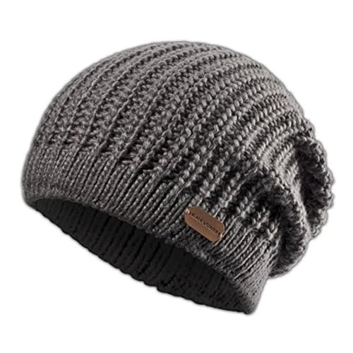 Black Crevice Herren Beanie Mütze, Oversized, Long Beanie, Strickmütze, BCR061002, grau von Black Crevice