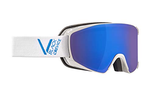 Black Crevice Skibrille – Schladming – Doppelscheibe, Anti-Fog-Beschichtung, UV400 Schutz (White/Blue, L (Kopfumfang 58-61 cm))… von Black Crevice