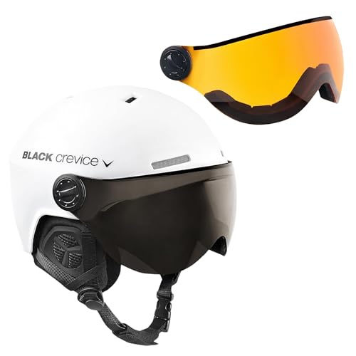 Black Crevice Skihelm Arlberg mit 2 Visier, matt weiß/grau, M/L (58-61) von Black Crevice