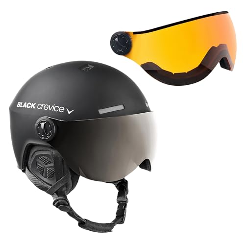 Black Crevice Skihelm Arlberg mit 2 Visier, schwarz, S (51-53) von Black Crevice