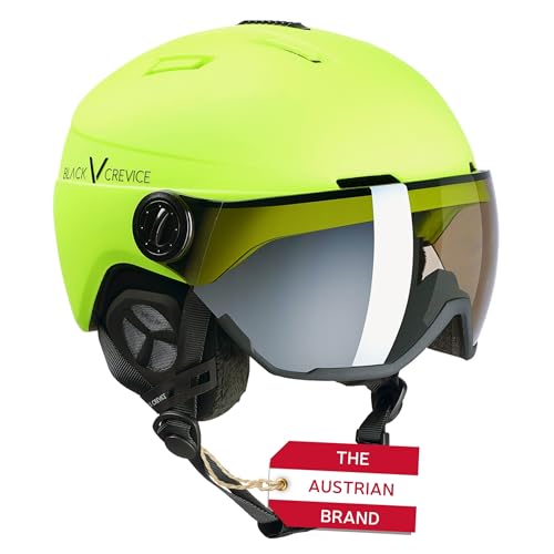 Black Crevice Skihelm Calgary mit Visier, neon gelb mat/Silver, M/L (58-61)… von Black Crevice