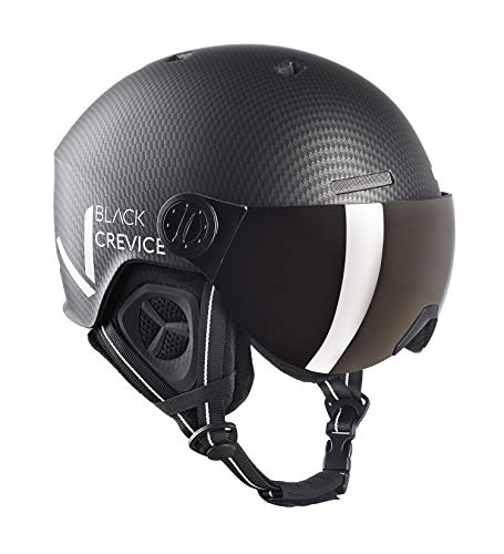 Black Crevice Skihelm SÖLDEN mit Visier, schwarz Carbon matt/weiß, S (51-54) von Black Crevice