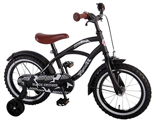 Black Cruiser 14 Zoll Fahrrad Qualitäts Kinderfahrrad mit Stützräder Bike schwarz matt 41401 von Black Cruiser