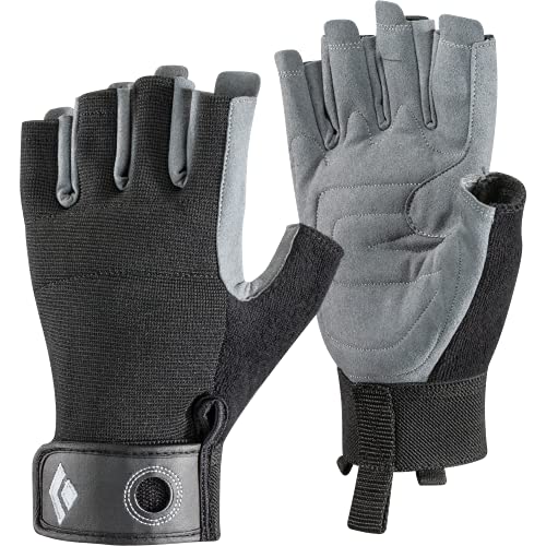 Black Diamond CRAG HALF-FINGER GLOVES, Robuster Halbfinger-Handschuh zum Klettern, Sichern, Abseilen, Arbeiten und für Klettersteige, Black, Gr. Extra Small von Black Diamond