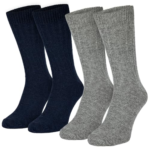 Black Snake® 2 Paar Wollsocken für Damen und Herren warme Strümpfe mit Schafwolle und Alpaka - Dunkelblau/Grau - 43/46 von Black Snake