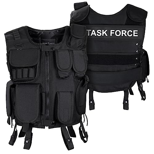 Black Snake® SWAT Einsatzweste Taktische Weste schwarz Paintball Softair Gotscha Brustschutz (Task Force, XS-S) von Black Snake