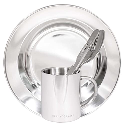 Black Snake Camping Geschirrset aus Edelstahl Teller/Tasse/Besteck Black Snake Camping Geschirrset aus Edelstahl Teller/Tasse/Besteck von Black Snake