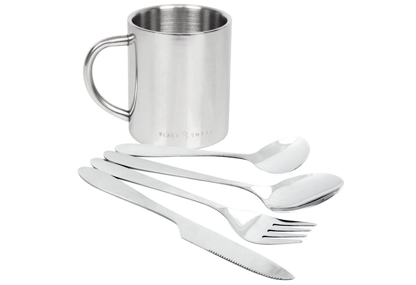 Black Snake Geschirr-Set Thermo Tasse mit Campingbesteck Set, 1 Personen Black Snake Geschirr-Set Thermo Tasse mit Campingbesteck Set, 1 Personen von Black Snake