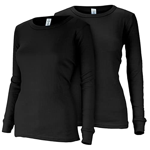 Damen Thermo Unterhemden Set | 2 Langarm Unterhemden | Funktionsunterhemden | Thermounterhemden 2er Pack - Schwarz - S von Black Snake