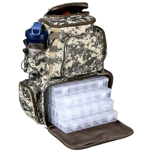 Angelrucksack mit Boxen - AngelnTasche, Angelrucksack, Inklusive 4 Tackleboxen, Zum Organisieren Aufbewahren von Angelzubehör, Blackbass-Angelkoffer, Hecht, Karpfen, Surfcasting Angelrucksack mit Boxen - AngelnTasche, Angelrucksack, Inklusive 4 Tackleboxen, Zum Organisieren Aufbewahren von Angelzubehör, Blackbass-Angelkoffer, Hecht, Karpfen, Surfcasting von Blackpeanut