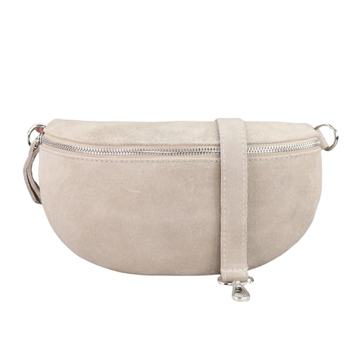 BLADE Bauchtasche Damen, Handgemachte Wildledertasche, Crossbody Bag, Gürteltasche Echtes Leder mit Ledergurt, 3 Größen, Stylische Umhängetasche aus Italien, Geschenk für Sie, Ledertasche-Beige von Blade