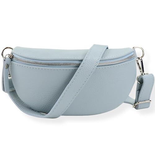 Blade Bauchtasche Echtleder, stylisch Umhängetasche, Hüfttasche für Damen, Hochwertige Schultertasche mit Reißverschluss, Crossbody Bag, Handtasche, Gürteltasche (HELL BLAU) von Blade