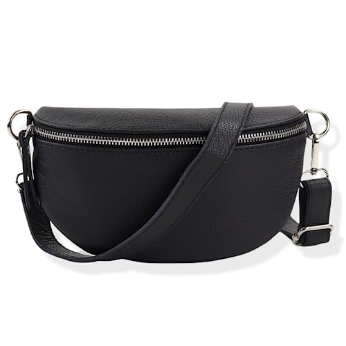 Blade Bauchtasche Echtleder, stylisch Umhängetasche, Hüfttasche für Damen, Hochwertige Schultertasche mit Reißverschluss, Crossbody Bag, Handtasche, Gürteltasche (SCHWARZ) Blade Bauchtasche Echtleder, stylisch Umhängetasche, Hüfttasche für Damen, Hochwertige Schultertasche mit Reißverschluss, Crossbody Bag, Handtasche, Gürteltasche (SCHWARZ) von Blade