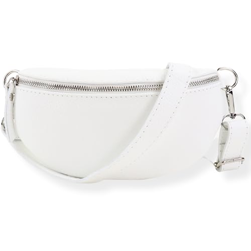 Blade Bauchtasche Echtleder, stylisch Umhängetasche, Hüfttasche für Damen, Hochwertige Schultertasche mit Reißverschluss, Crossbody Bag, Handtasche, Gürteltasche (WEIß) Blade Bauchtasche Echtleder, stylisch Umhängetasche, Hüfttasche für Damen, Hochwertige Schultertasche mit Reißverschluss, Crossbody Bag, Handtasche, Gürteltasche (WEIß) von Blade