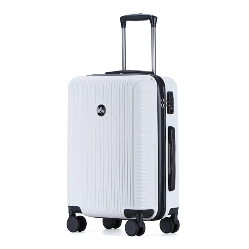 Blade Hartschalen Koffer Mittelgroß - Trolley Leichter Reisekoffer Handgepäck aus ABS mit TSA Schloss - 4 Spinnräder Koffer - Rollkoffer (Weiß-L) von Blade
