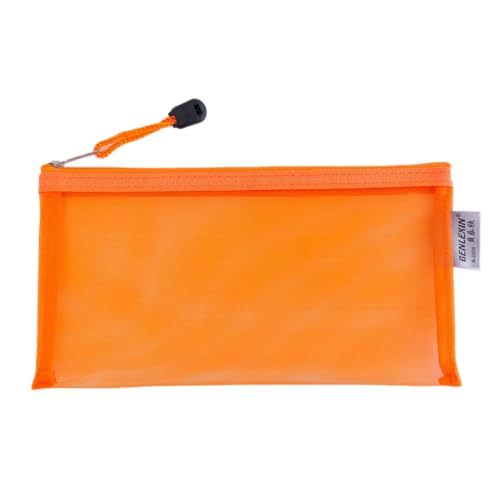 24 Stück Taschen aus Netzgewebe mit Reißverschluss,Mehrzweck Mäppchen Federmäppchen Stiftemäppchen Kosmetiktasche Pencil Case Schreibwaren Organizer für DIY-Heimarbeit Kosmetik 22x11.5cm,Orange von Blausky