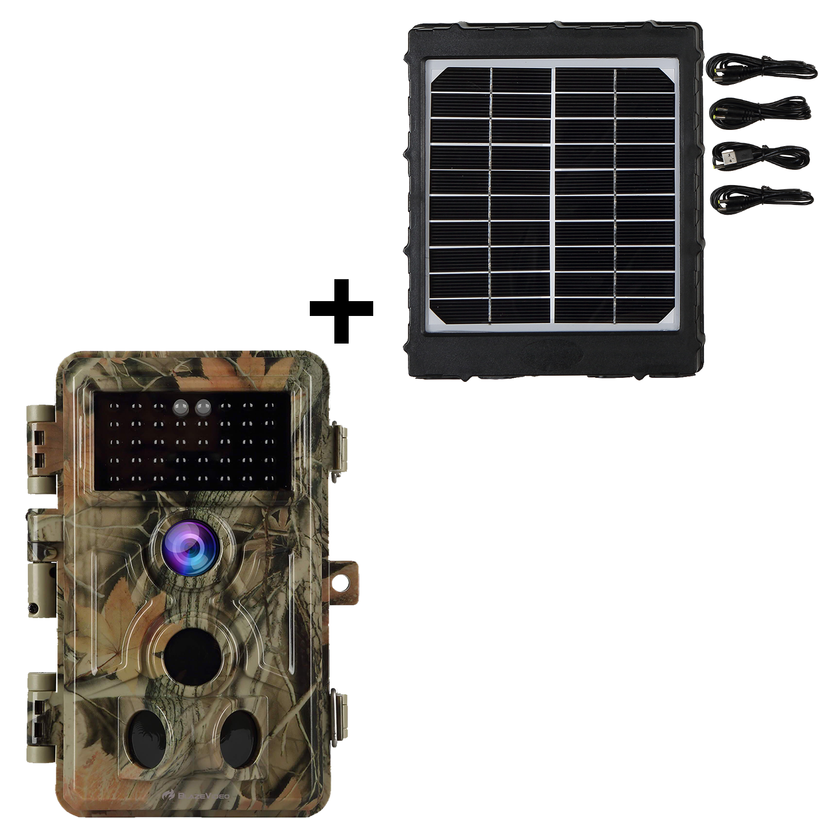 Bundle Wildkamera Wildtierkamera Jagdkamera 32MP 2304*1296p + Solarpanel-Kits 3W 8000mAh 12V/9V/6V Maximale Entfernung bis 90 Füße, 0,5s Auslöserzeit | A262 von BlazeVideo