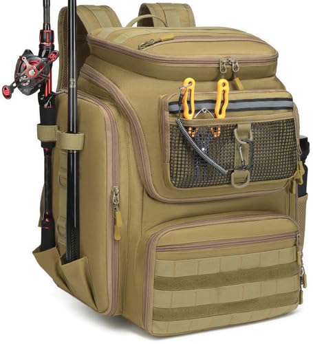 BlesMaller Angelrucksack mit Rutenhaltern 45L große Angeltasche wasserabweisend Angelausrüstung Rucksack für Angeln Wandern Camping Trekking BlesMaller Angelrucksack mit Rutenhaltern 45L große Angeltasche wasserabweisend Angelausrüstung Rucksack für Angeln Wandern Camping Trekking von BlesMaller
