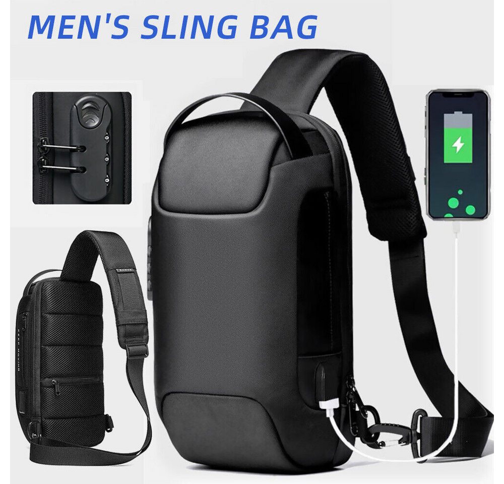 BlingBin Umhängetasche Brusttasche mit USB Diebstahlschutz Anti-Diebstahl (1er Set, 1-tlg., 1pcs), Leichter Umhängetasche Rucksack zum Radfahren Mit Codeschloss von BlingBin